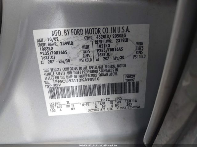 2003 FORD ESCAPE 1FMCU93113KA90810 Photo 8