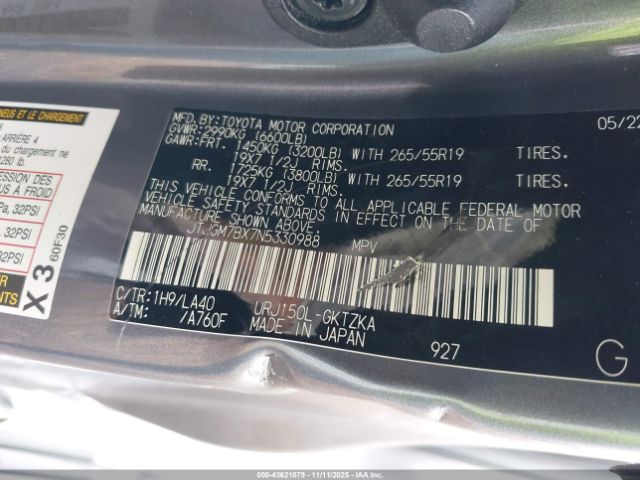 2022 LEXUS GX 460 JTJGM7BX7N5330988 Photo 8