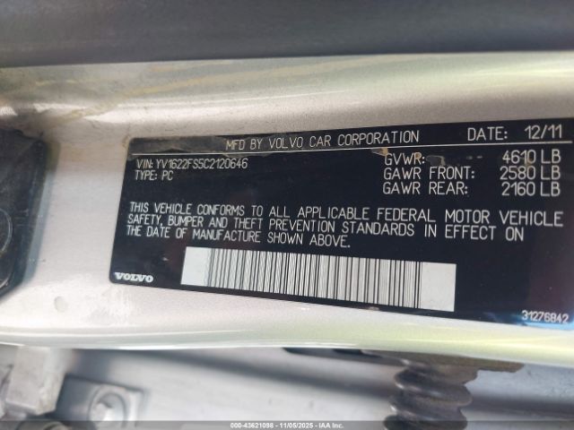 2012 VOLVO S60 YV1622FS5C2120646 Photo 8