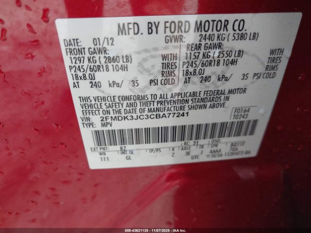 2012 FORD EDGE 2FMDK3JC3CBA77241 Photo 8