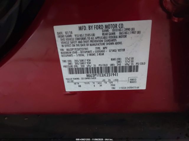 2018 FORD ECOSPORT MAJ3P1TE3JC231941 Photo 8