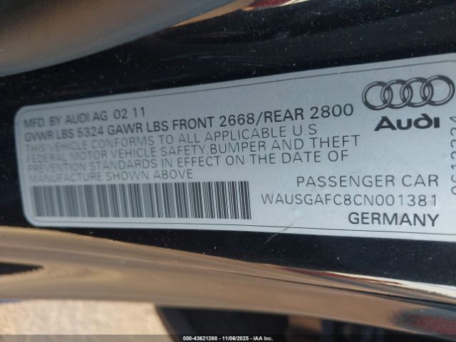 2012 AUDI A7 WAUSGAFC8CN001381 Photo 8