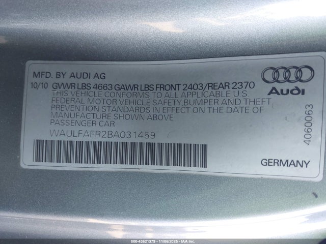 2011 AUDI A5 WAULFAFR2BA031459 Photo 8