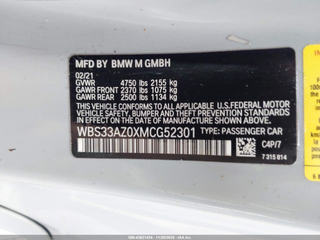 2021 BMW M4 WBS33AZ0XMCG52301 Photo 8