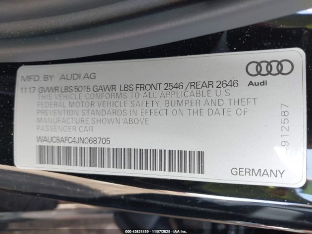 2018 AUDI A6 WAUC8AFC4JN068705 Photo 8