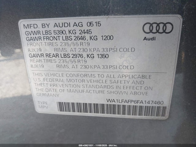 2015 AUDI Q5 WA1LFAFP6FA147460 Photo 8