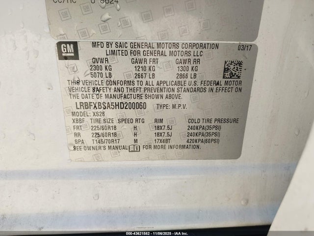 Продажа на аукционе авто 2017 Buick Envision Essence, vin: LRBFXBSA5HD200060, номер лота: 43621582