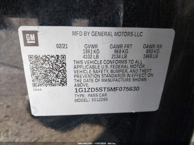 2021 CHEVROLET MALIBU 1G1ZD5ST5MF075630 Photo 8