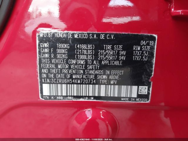 2019 HONDA HR-V 3CZRU6H54KM720734 Photo 8