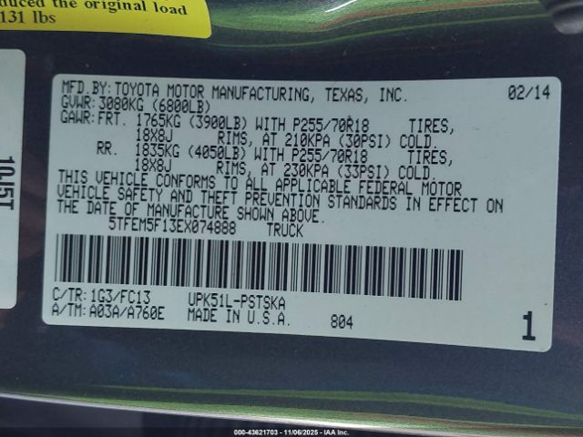 2014 TOYOTA TUNDRA 5TFEM5F13EX074888 Photo 8