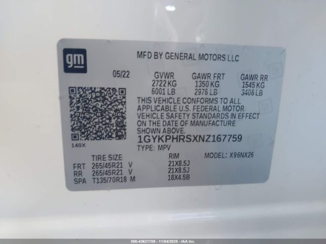 2022 CADILLAC XT6 1GYKPHRSXNZ167759 Photo 8