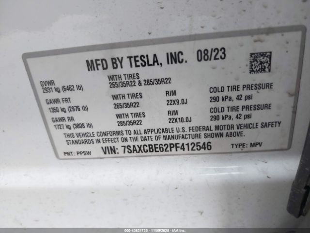 2023 TESLA MODEL X 7SAXCBE62PF412546 Photo 8