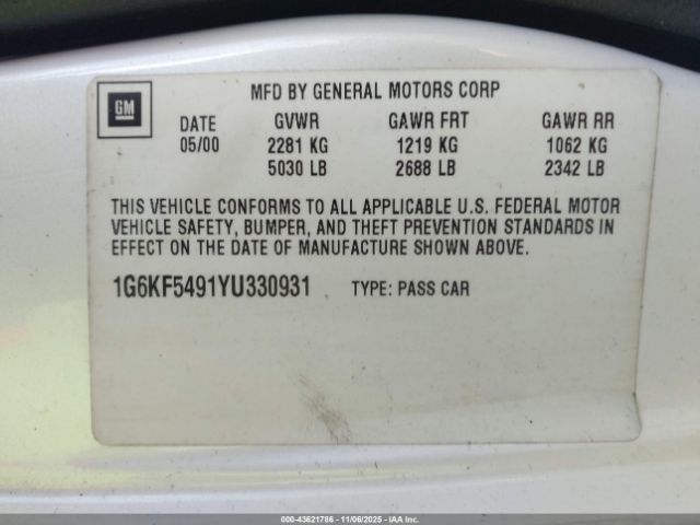 2000 CADILLAC DEVILLE 1G6KF5491YU330931 Photo 8