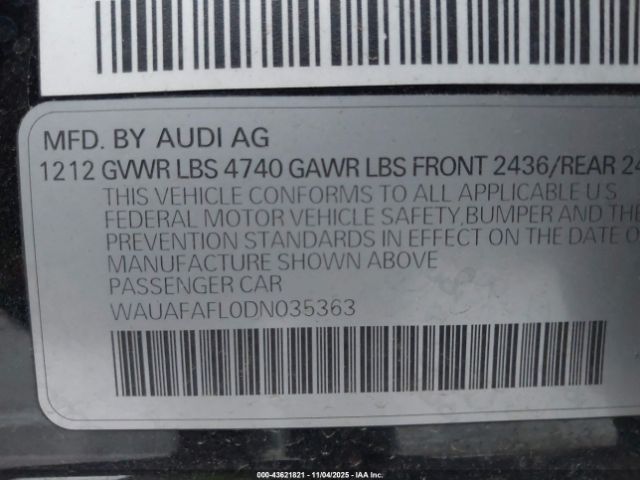 2013 AUDI A4 WAUAFAFL0DN035363 Photo 8