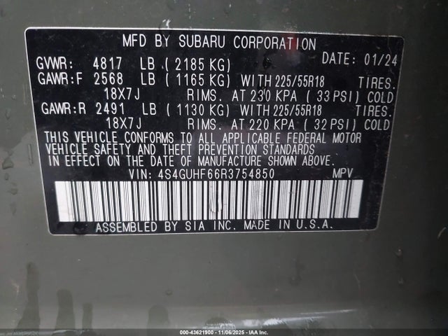 4S4GUHF66R3754850 Subaru Crosstrek Sport