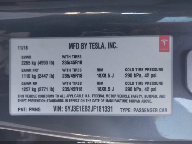 2018 TESLA MODEL 3 5YJ3E1EB2JF181331 Photo 8
