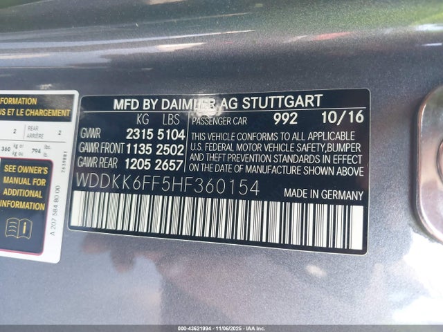 2017 MERCEDES-BENZ E 400 WDDKK6FF5HF360154 Photo 8