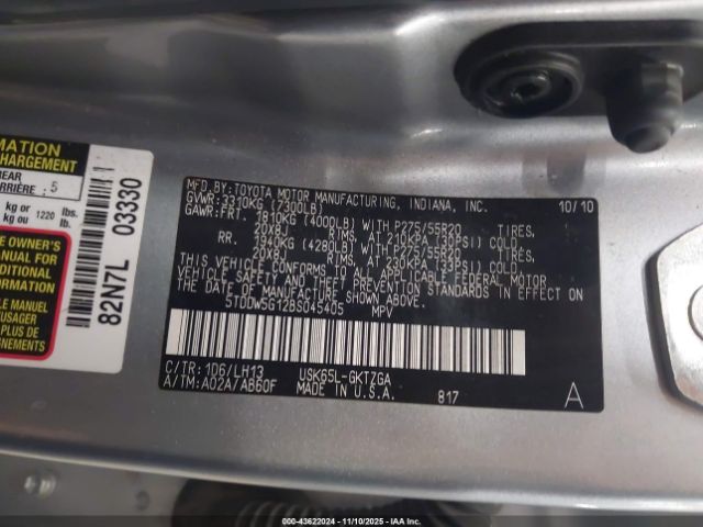 2011 TOYOTA SEQUOIA 5TDDW5G12BS045405 Photo 8