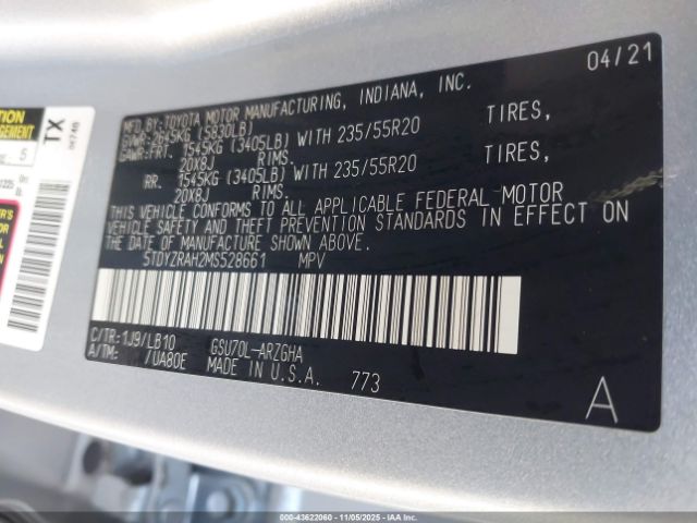 2021 TOYOTA HIGHLANDER 5TDYZRAH2MS528661 Photo 8