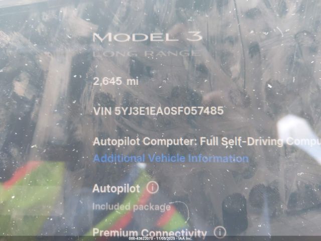 2025 TESLA MODEL 3 5YJ3E1EA0SF057485 Photo 6