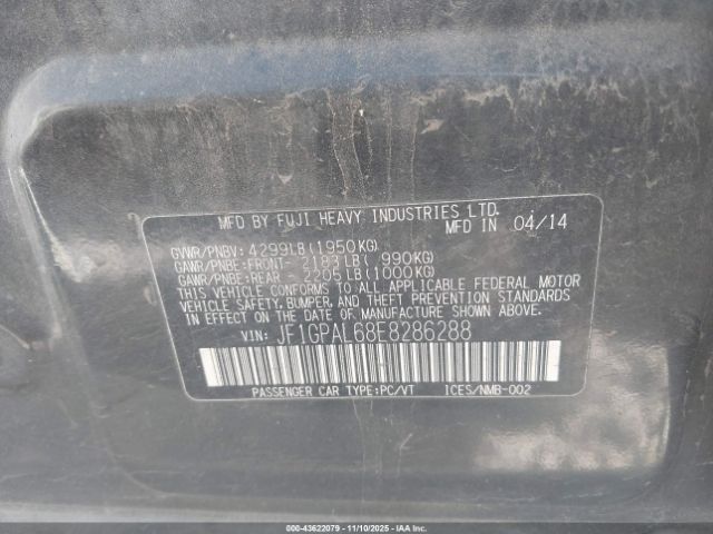 2014 SUBARU IMPREZA JF1GPAL68E8286288 Photo 8