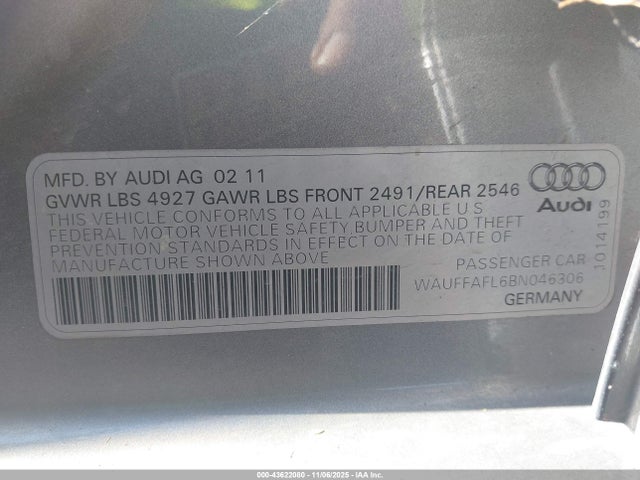 2011 AUDI A4 WAUFFAFL6BN046306 Photo 8