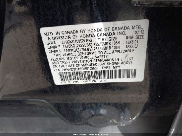 2013 ACURA MDX 2HNYD2H48DH512823 Photo 8