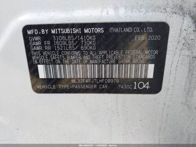 2020 MITSUBISHI MIRAGE G4 ML32F4FJ7LHF09979 Photo 8