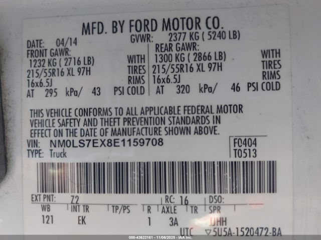 2014 FORD TRANSIT CONNECT NM0LS7EX8E1159708 Photo 8