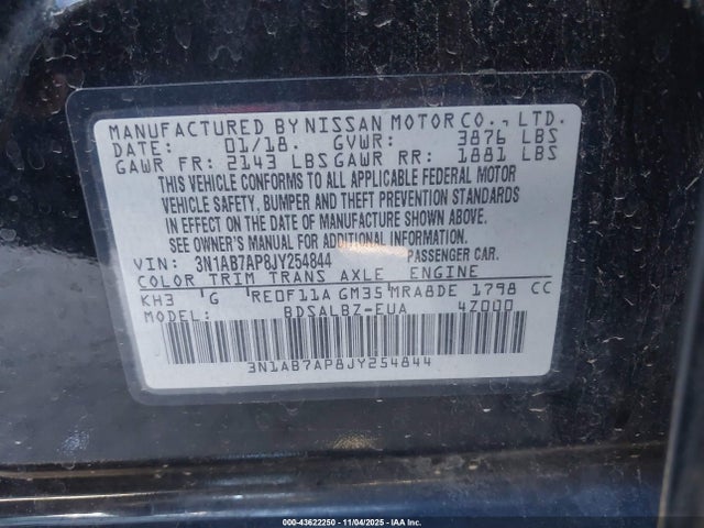 Nissan SENTRA S 2018 3N1AB7AP8JY254844 Image 9