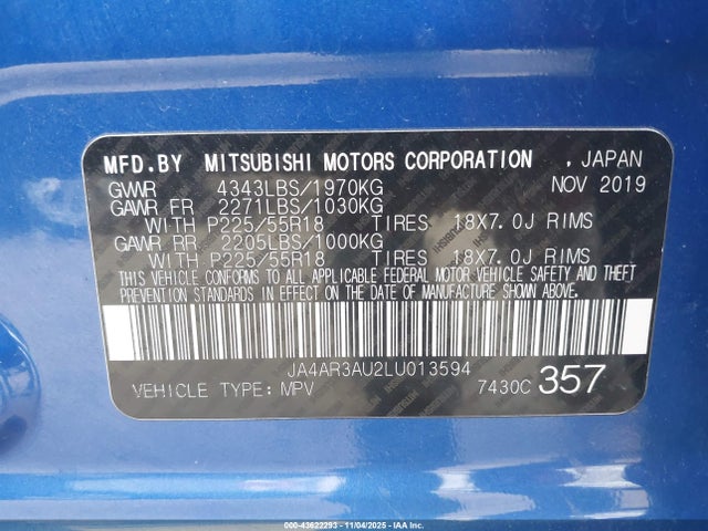 2020 MITSUBISHI OUTLANDER SPORT JA4AR3AU2LU013594 Photo 8