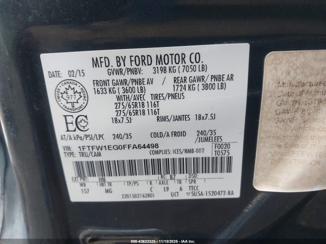 Ford F-150 Xlt 2015 1FTFW1EG0FFA64498 Image 9