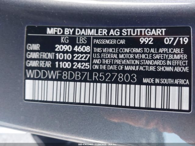 2020 MERCEDES-BENZ C 300 WDDWF8DB7LR527803 Photo 8