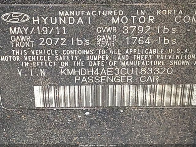 2012 HYUNDAI ELANTRA KMHDH4AE3CU183320 Photo 8