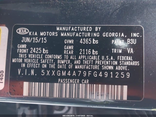 2015 KIA OPTIMA 5XXGM4A79FG491259 Photo 8