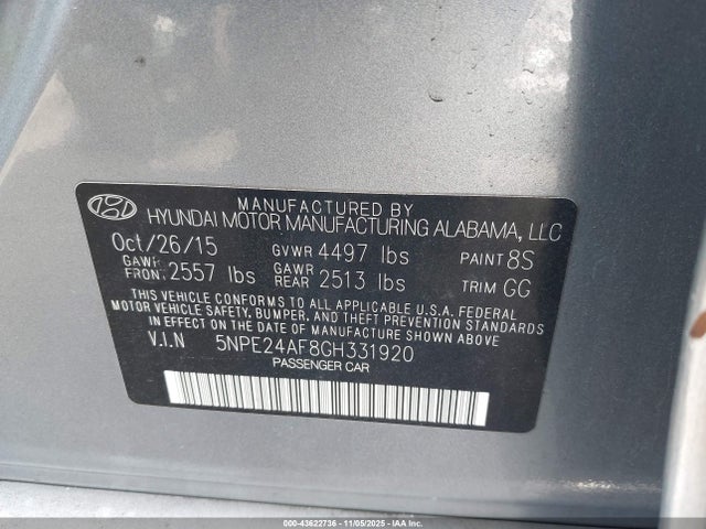 Hyundai SONATA SE 2016 5NPE24AF8GH331920 Image 9