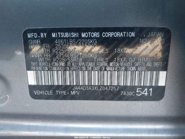 2020 MITSUBISHI OUTLANDER JA4AD3A3XLZ047257 Photo 8