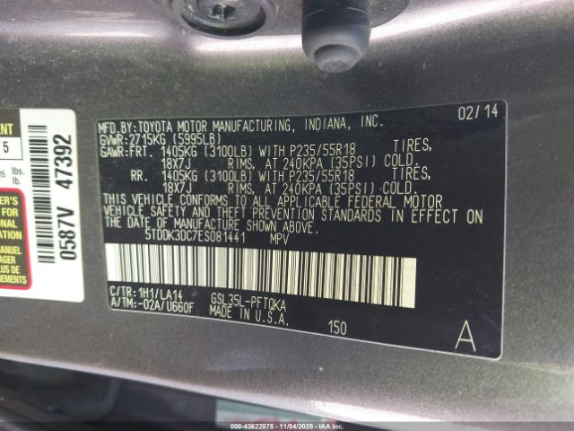 2014 TOYOTA SIENNA 5TDDK3DC7ES081441 Photo 8