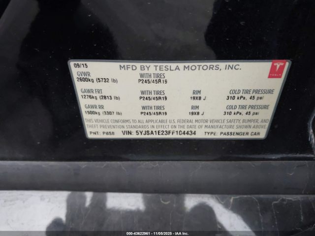 2015 TESLA MODEL S 5YJSA1E23FF104434 Photo 8