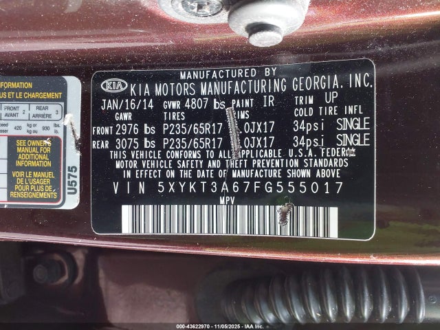 2015 KIA SORENTO 5XYKT3A67FG555017 Photo 8