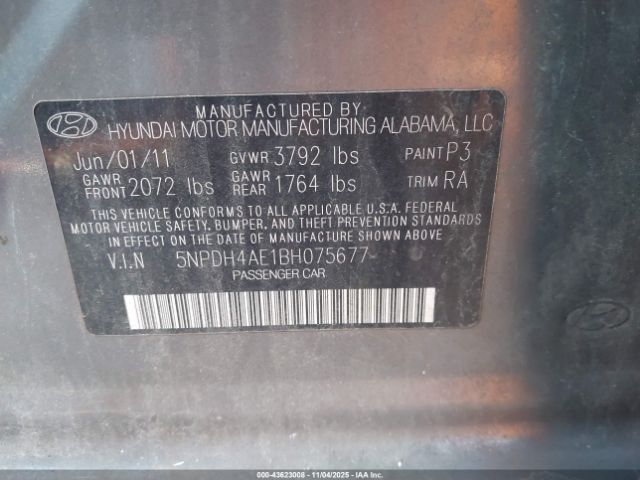 2011 HYUNDAI ELANTRA 5NPDH4AE1BH075677 Photo 8