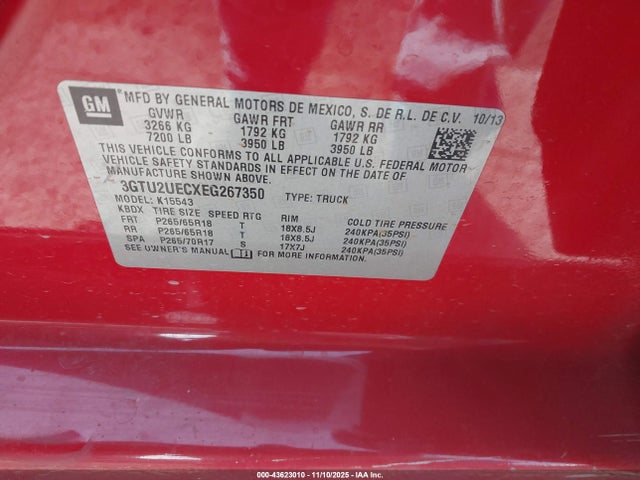 2014 GMC SIERRA 1500 3GTU2UECXEG267350 Photo 8