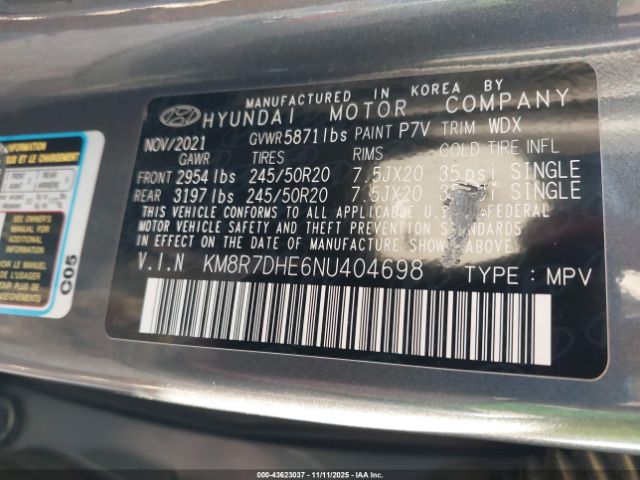 2022 HYUNDAI PALISADE KM8R7DHE6NU404698 Photo 8