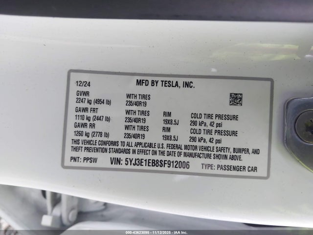 2025 TESLA MODEL 3 5YJ3E1EB8SF912006 Photo 8