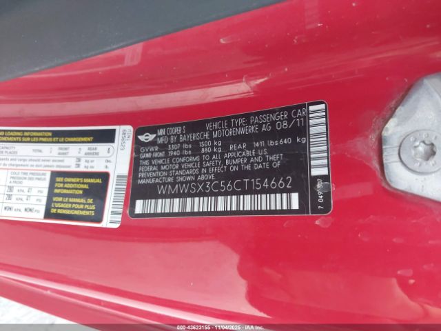2012 MINI COOPER S WMWSX3C56CT154662 Photo 8
