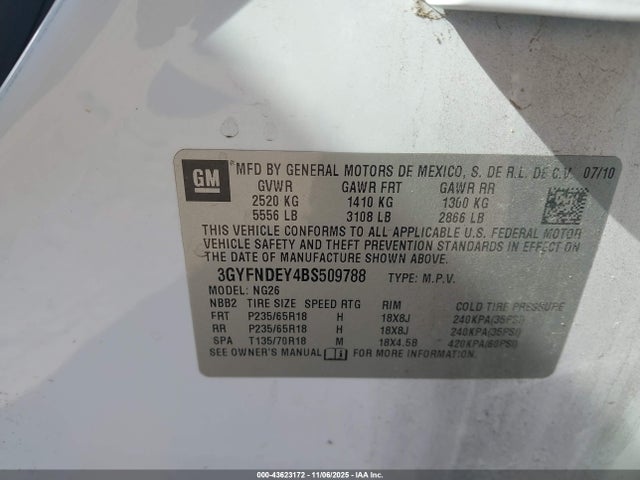 2011 CADILLAC SRX 3GYFNDEY4BS509788 Photo 8