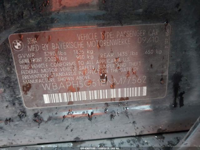 2011 BMW 328I WBAPH5G51BNM77562 Photo 8