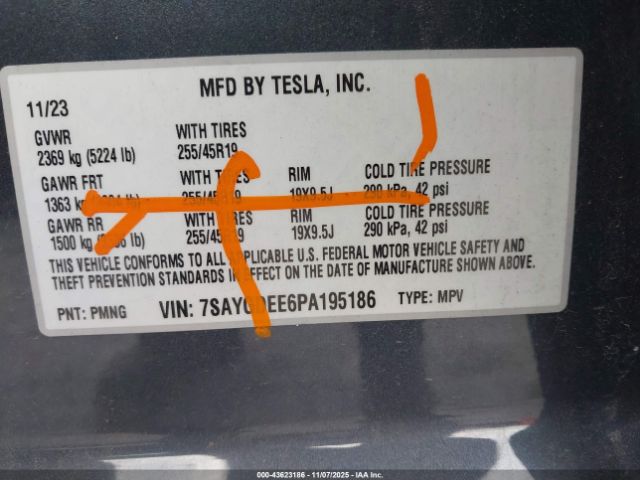 2023 TESLA MODEL Y 7SAYGDEE6PA195186 Photo 8