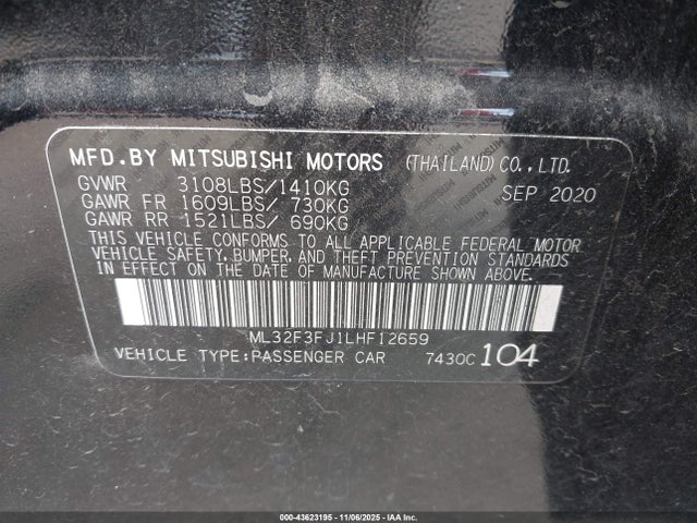 2020 MITSUBISHI MIRAGE G4 ML32F3FJ1LHF12659 Photo 8
