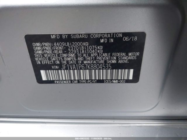 2019 SUBARU WRX JF1VA1P67K8804535 Photo 8